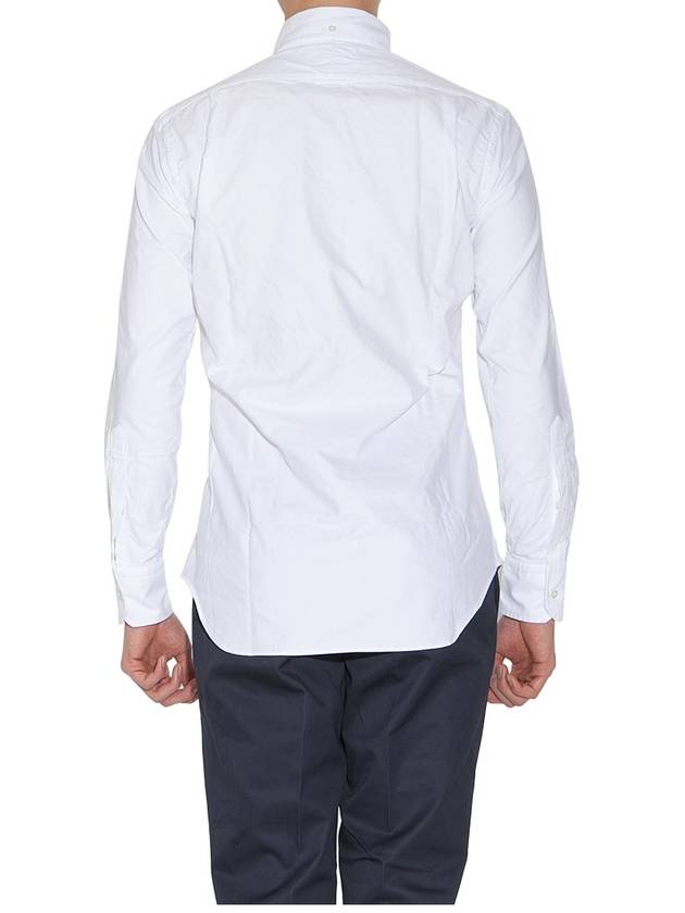 Men's Logo Patch Classic Cotton Long-Sleeve Shirt White - THOM BROWNE - BALAAN 7