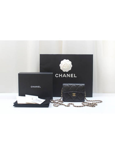 Classic chain mini bag caviar card wallet black gold AP0238 - CHANEL - BALAAN 2