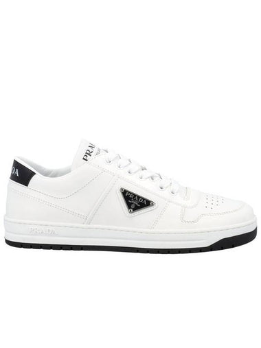 Downtown Perforated Leather Low Top Sneakers White - PRADA - BALAAN 1