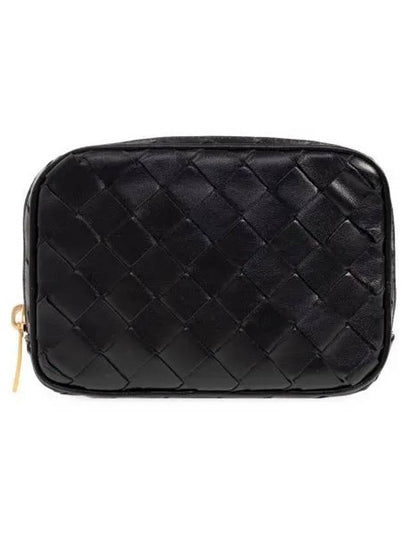 Teen Intrecciato Zipper Calfskin Pouch Black - BOTTEGA VENETA - BALAAN 2