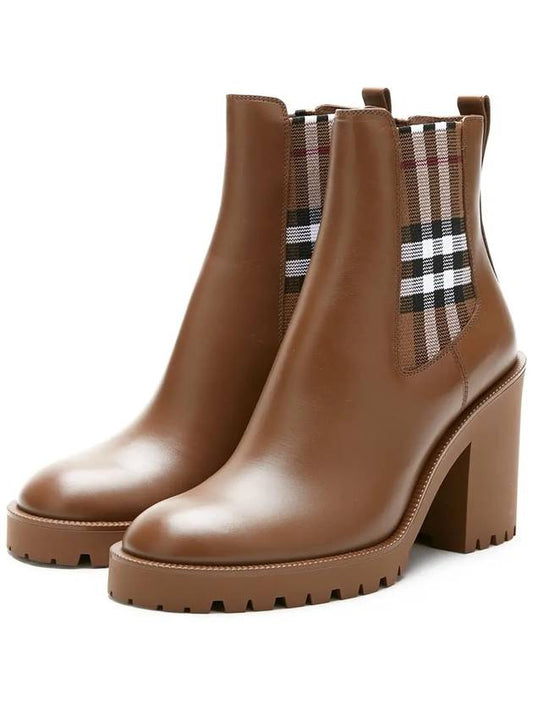 Check Panel Leather Chelsea Boots Brown - BURBERRY - BALAAN 2