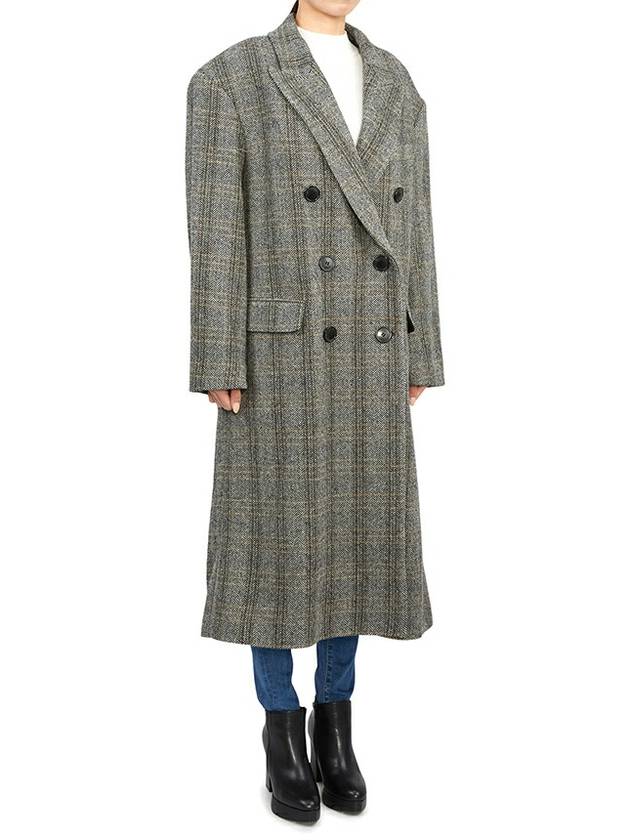 Women's Check Pattern Double Coat Beige - ISABEL MARANT - BALAAN 5