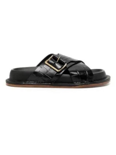 Printed Crocodile Leather Sandals Black - JIL SANDER - BALAAN 2