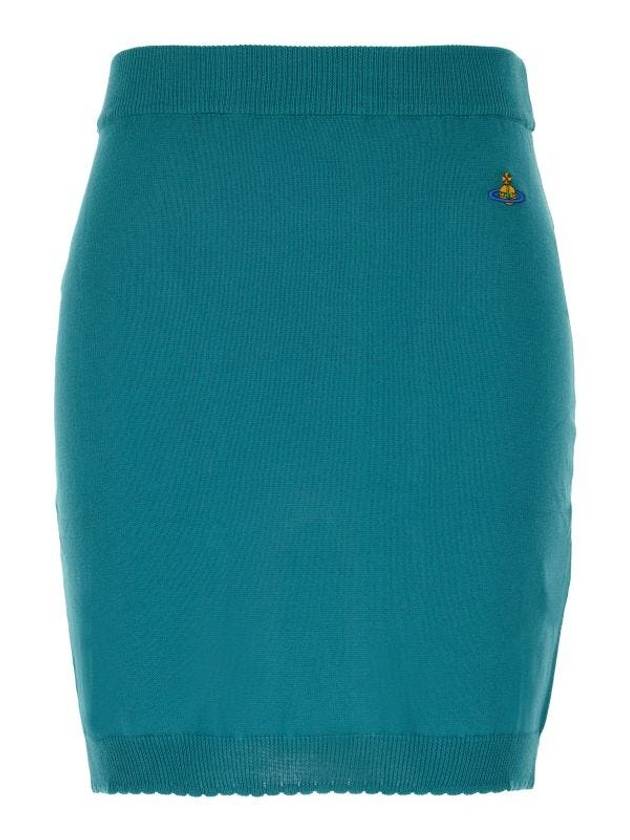 Women's ORB Logo Knit Bea Mini H Line Skirt Blue - VIVIENNE WESTWOOD - BALAAN 2