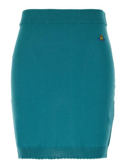 Women's ORB Logo Knit Bea Mini H Line Skirt Blue - VIVIENNE WESTWOOD - BALAAN 2