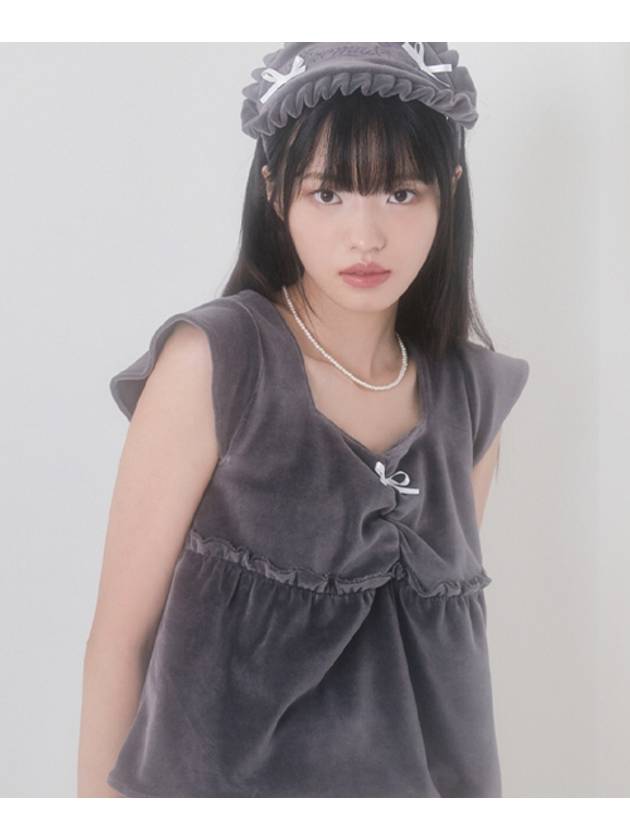 Velvet Pajama Top Charcoal - ZIZEMUSEUM - BALAAN 2