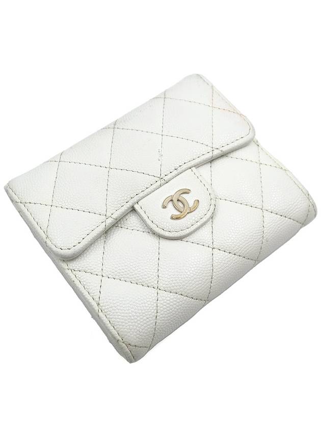 Women s Chanel AP0231 White Caviar Gold CC Logo Classic Small Flap Ring Wallet 32nd gt Half Gangbuk used luxury goods - CHANEL - BALAAN 6