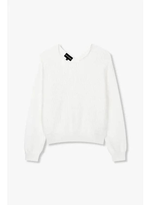 Women s Overlap Point Ribbed Sweater White - EMPORIO ARMANI - BALAAN 1