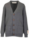 Women's Contrasting Logo Bag Cardigan Dark Gray - GOLDEN GOOSE - BALAAN 1