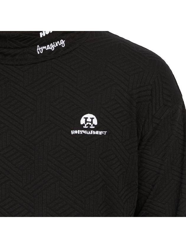 Men's Logo High Neck Long Sleeve T-Shirt Black - HORN GARMENT - BALAAN 10