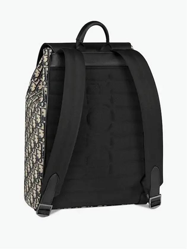 Saddle Oblique Jacquard Calfskin Backpack Beige Black - DIOR - BALAAN 5