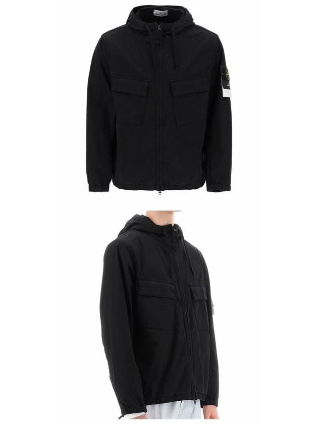 Cotton Twill Stretch Hooded Jacket Black - STONE ISLAND - BALAAN 5