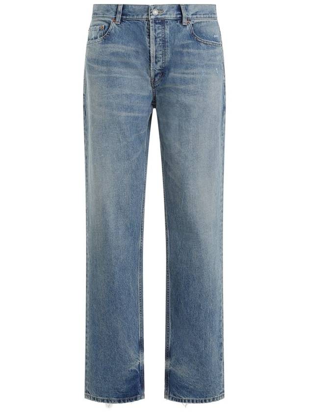 Cotton Straight Leg Jeans Blue - SAINT LAURENT - BALAAN 2