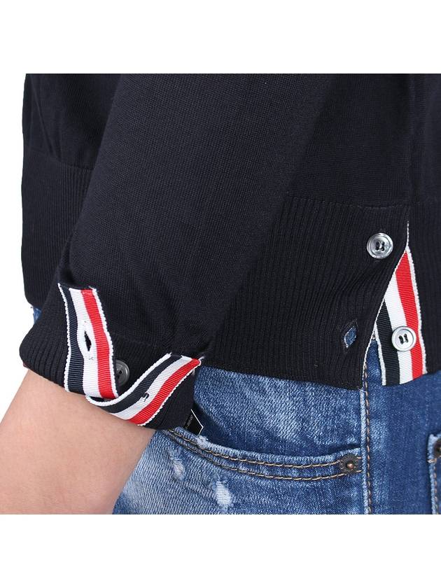 4 Bar Armband Classic Merino Wool Knit Top Navy - THOM BROWNE - BALAAN 8