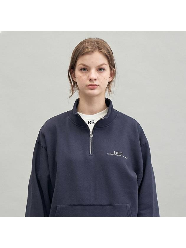 RE Brace Logo Half Zip Up MTM Sweatshirt Navy - REPLAYCONTAINER - BALAAN 2