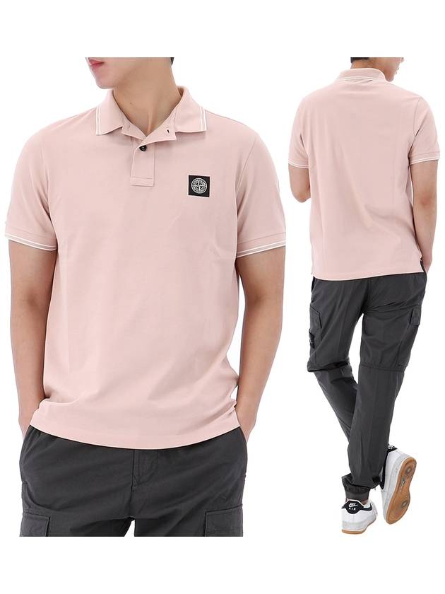 Organic Cotton Elastane Pique Polo Shirt Pink - STONE ISLAND - BALAAN 2