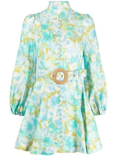 Women's High Tide Button Ikat Floral Short Dress Aqua - ZIMMERMANN - BALAAN 2