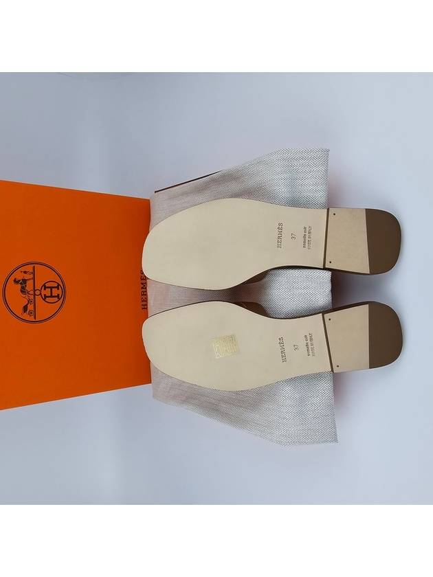 Oran Calfskin Slippers Gold Piqures Ecrues - HERMES - BALAAN 7