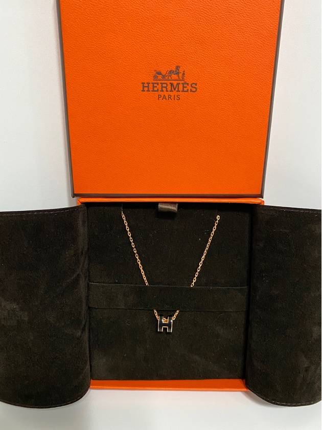 Mini Pop H Pendant Rose Gold & Noir - HERMES - BALAAN 2