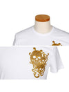 Gold Skull Logo Short Sleeve T-Shirt White - ALEXANDER MCQUEEN - BALAAN 5