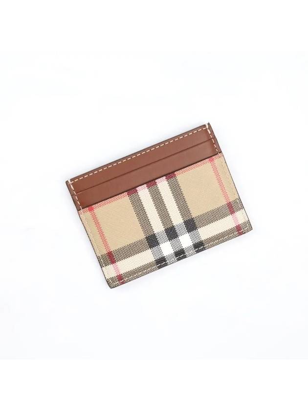 Vintage Check Leather Card Wallet Brown - BURBERRY - BALAAN 4