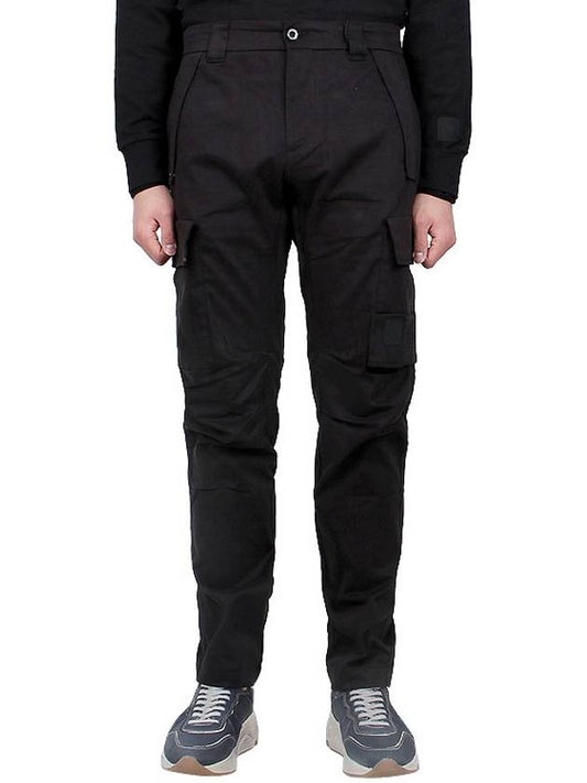 Men's Metropolis Stretch Satin Cargo Straight Pants Black - CP COMPANY - BALAAN 2