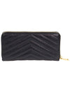 Matelasse Monogram Zipper Around Long Wallet Black - SAINT LAURENT - BALAAN 3