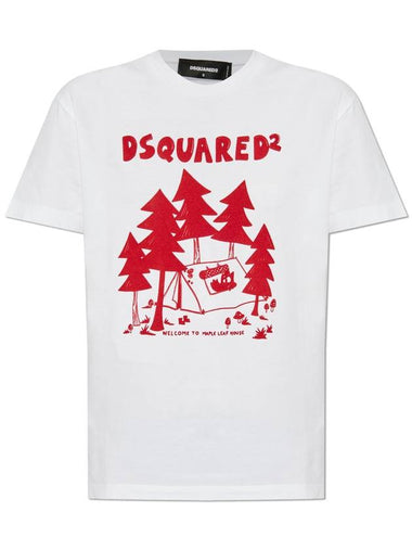 Dsquared2 T-shirt With Logo And Velvet Finish, Women's, White - DSQUARED2 - BALAAN 1