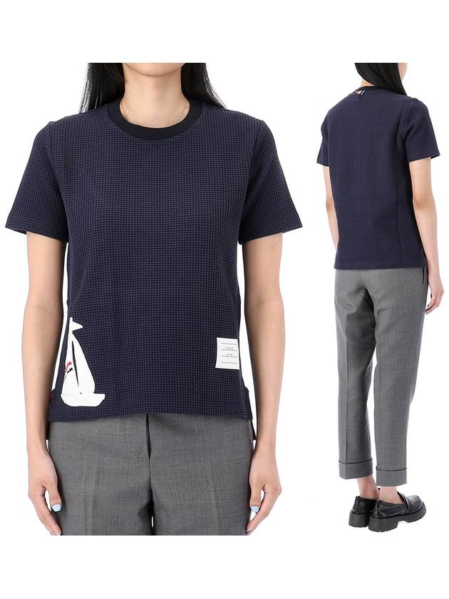 Women's Short Sleeve T-Shirt Navy - THOM BROWNE - BALAAN 2