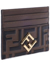 Logo Diamond Leather Card Wallet Brown - FENDI - BALAAN 4