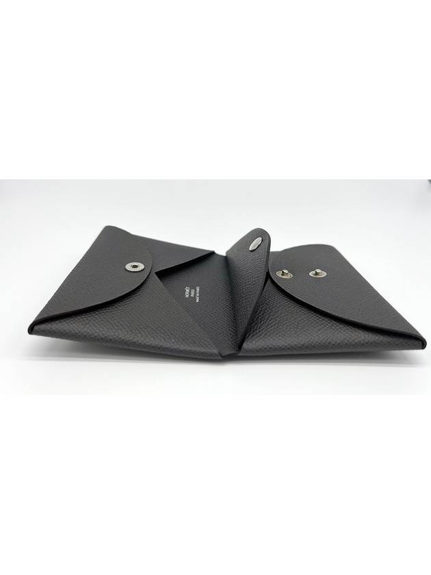 Calvi Duo Card Holder Absong Palladium Hardware Graphite - HERMES - BALAAN 7