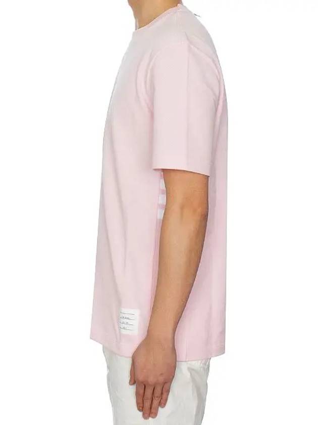 Men s side diagonal striped short sleeve t shirt light pink - THOM BROWNE - BALAAN 5