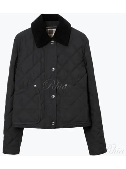 Striped point cropped quilted jacket black - BURBERRY - BALAAN 2