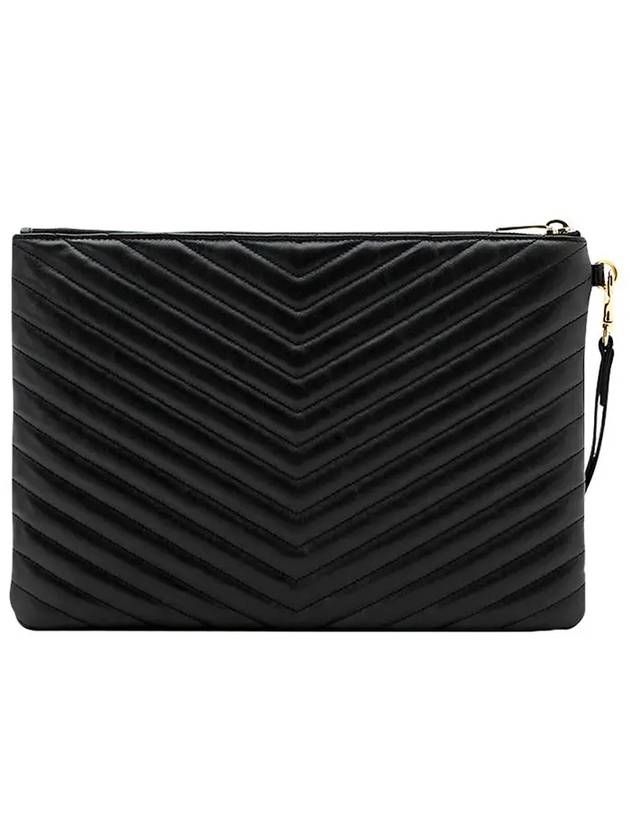 Gold Monogram Matelasse Clutch Bag Black - SAINT LAURENT - BALAAN 3