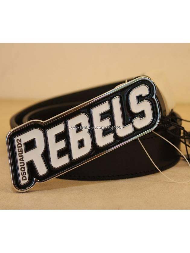 Men's REBELS logo leather belt W14 BE4039291 2124 - DSQUARED2 - BALAAN 3