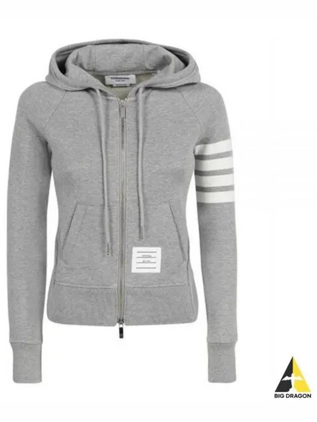 Engineered 4-Bar Stripe Loopback Jersey Knit Zip Up Hoodie Light Grey - THOM BROWNE - BALAAN 2