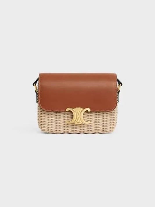 Teen Triomphe Wicker Natural Calfskin Shoulder Bag Natural Tan - CELINE - BALAAN 2