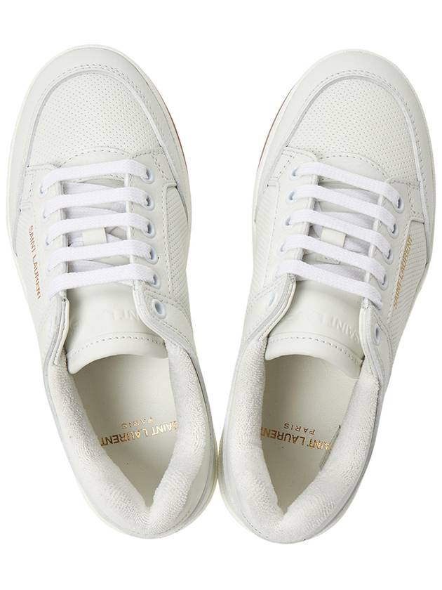 SL 61 Logo Signature Leather Low Top Sneakers White - SAINT LAURENT - BALAAN 3