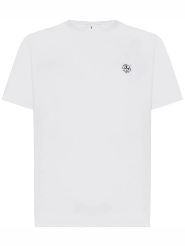 Pisato Effect Logo Patch Short Sleeve T-Shirt White - STONE ISLAND - BALAAN 3