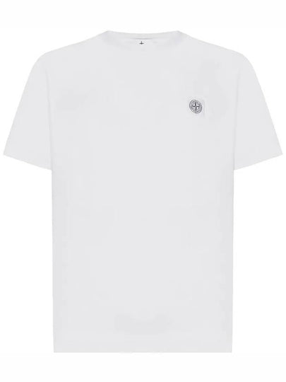 Pisato Effect Logo Patch Short Sleeve T-Shirt White - STONE ISLAND - BALAAN 2