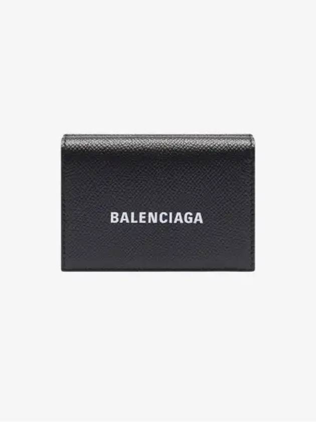 Logo Print Tri-Fold Half Wallet Black - BALENCIAGA - BALAAN 3