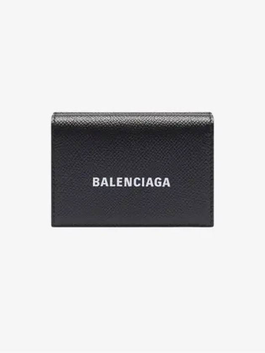 Logo Print Tri-Fold Half Wallet Black - BALENCIAGA - BALAAN 2