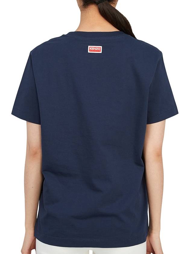 Women's Boke Flower Loose Fit Cotton Short Sleeve T-Shirt Navy - KENZO - BALAAN 5