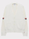 Milano Stitch Sprite Armband Cotton V-neck Cardigan White - THOM BROWNE - BALAAN 3