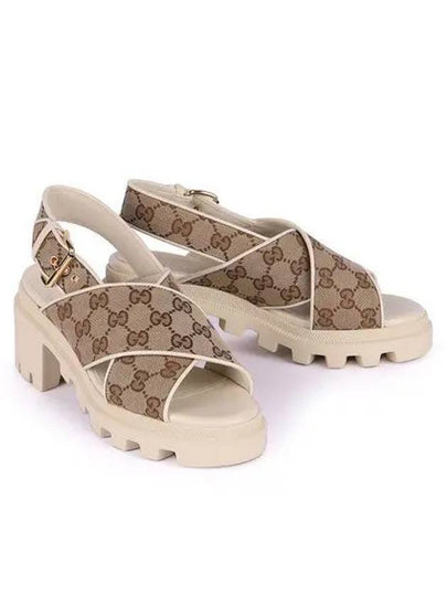 Monogram Print Open Toe Sandals Beige - GUCCI - BALAAN 2