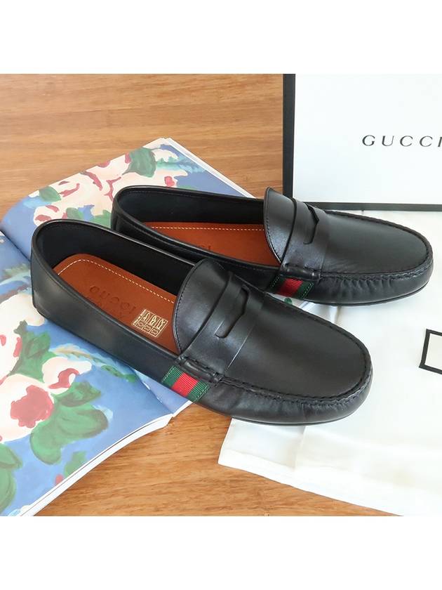 Men's Web Driving Loafers Black - GUCCI - BALAAN 3