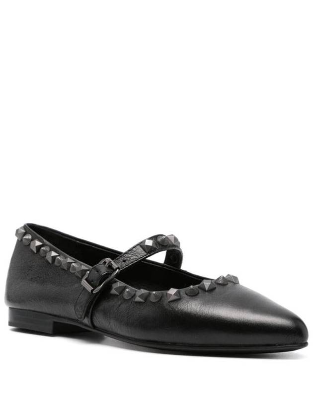 Ash Calf Leather Ballerina Flats With Studs - ASH - BALAAN 4