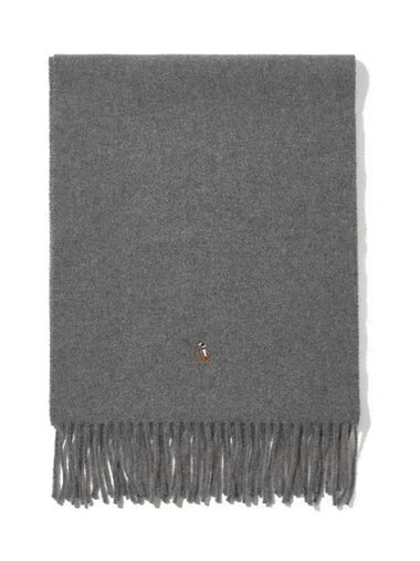 Fringe virgin wool scarf gray - POLO RALPH LAUREN - BALAAN 1