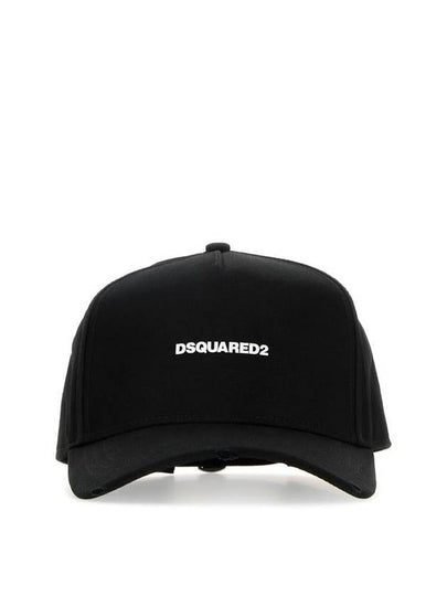 Baseball Logo Print Cotton Ball Cap Black - DSQUARED2 - BALAAN 2