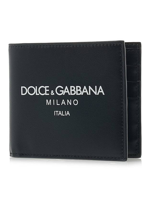 Logo Print Leather Wallet Black - DOLCE&GABBANA - BALAAN 1